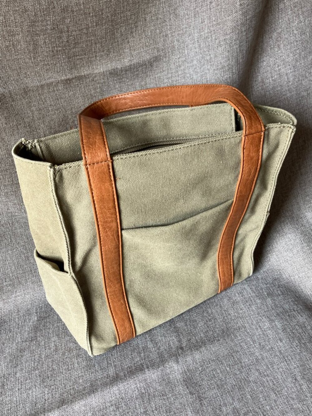 Joy Susan Medium Canvas Tote with Vegan Leather Straps and Abundance of Pockets - Picture 3 of 14